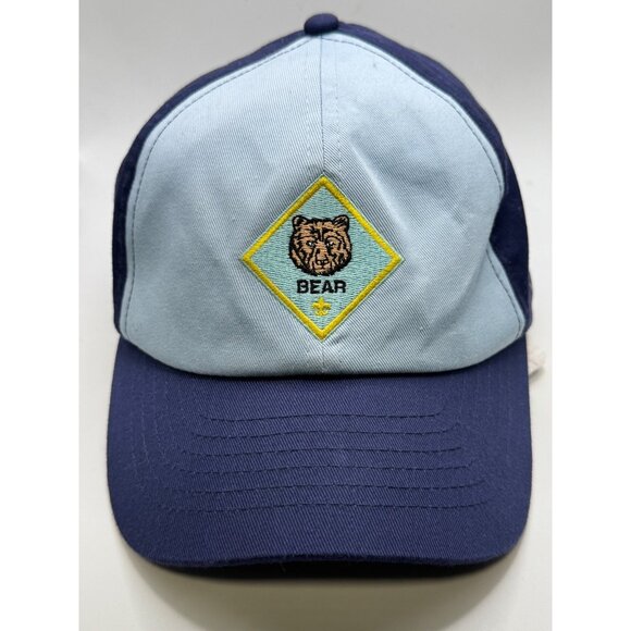 Bear Scout Embroidered Adjustable Baseball Cap In Navy & Light Blue Cotton - Picture 1 of 10